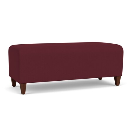 Lesro Siena Lounge Reception Loveseat Bench, Walnut, OH Wine Upholstery SN6001